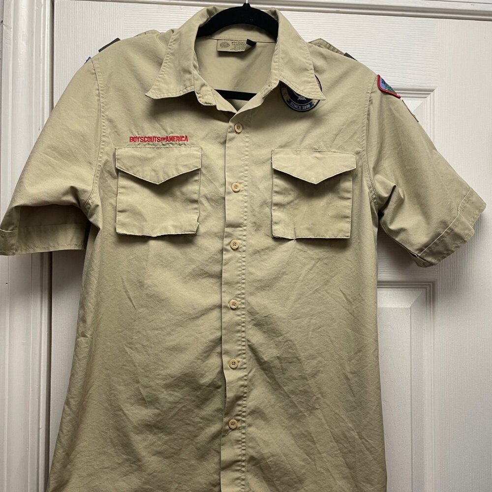Boy Scouts of America Uniform Shirt Adult Small Short Sleeve Collared Beige